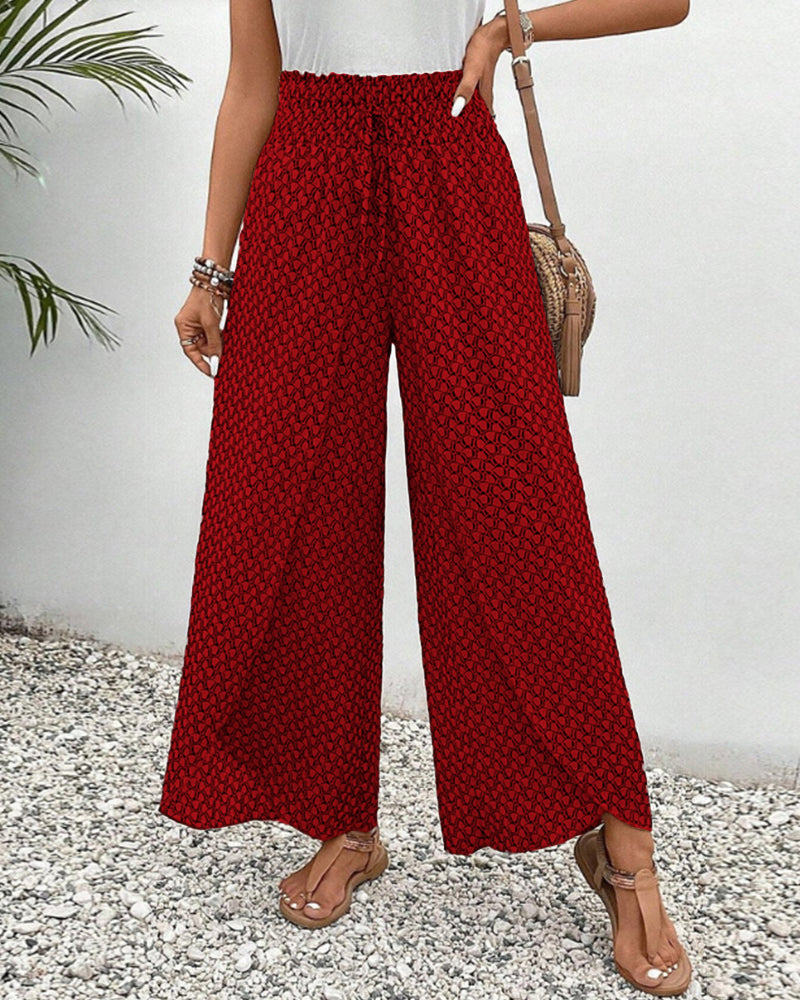 Sophie-Rae - Airy High Waist Pants with Bohemian Print