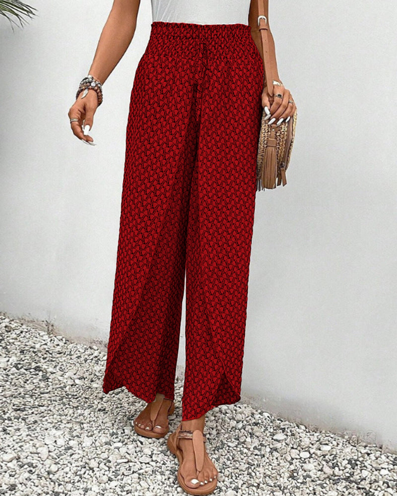 Stylish Lightweight Printed Pants with Wide Legs