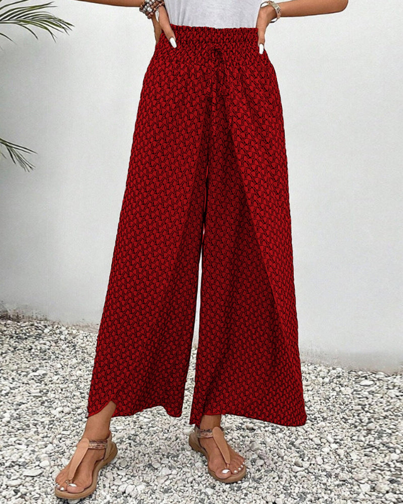 Stylish Lightweight Printed Pants with Wide Legs