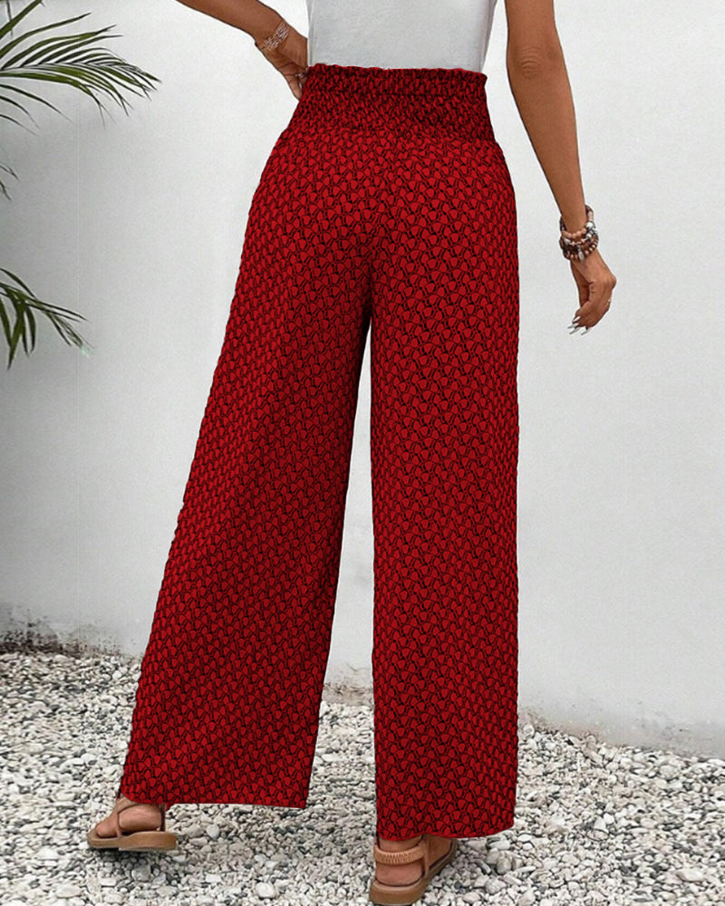 Stylish Lightweight Printed Pants with Wide Legs
