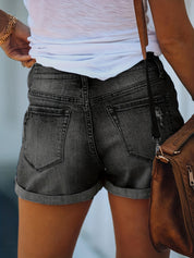 Comfortable Women’s Ripped Denim Shorts with High Waist