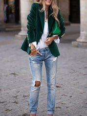 Tailored Women's Blazer with Classic Lapels and Button Closure