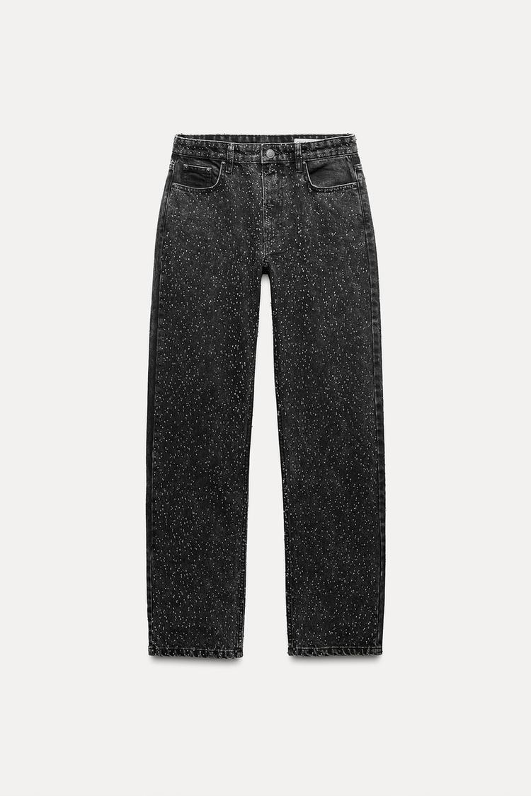 High Waist Glitter Wide-Leg Jeans for Women