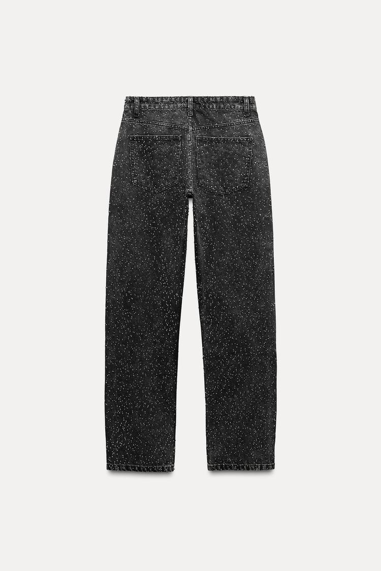 High Waist Glitter Wide-Leg Jeans for Women