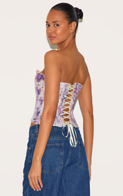 Stylish Women's Strapless Corset Top with Lace