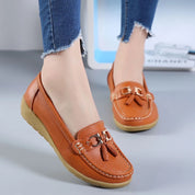 Comfort Slip-Ons with Tassel Detail and Low Wedge Heel