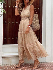 Kaia - Sleeveless Bohemian Women's Maxi Dress with Lace