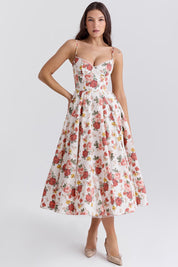Elegant A-Line Midi Cocktail Dress for Women with Spaghetti Straps