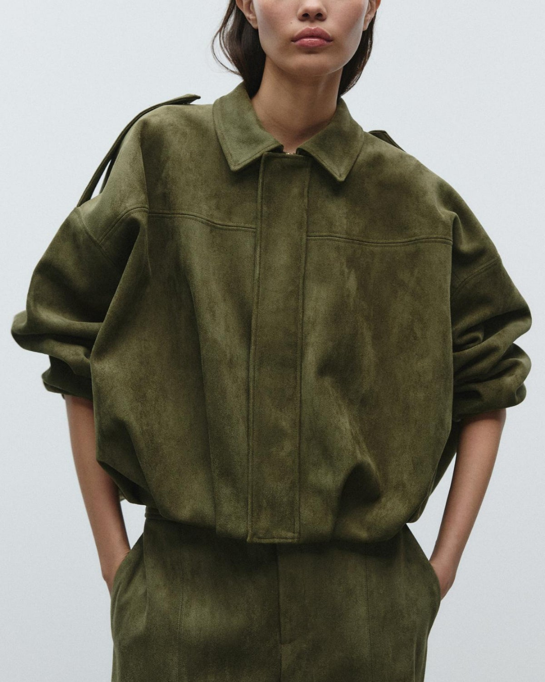Women's Suede Oversized Warm Leather Jacket