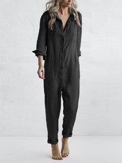 Women's Jumpsuit with Buttons and Long Sleeves