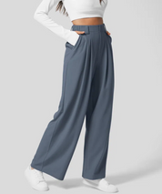 High Waist Pants for Women with Elastic Waist and Wide Legs