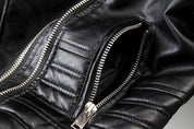 Black Leather Women's Jacket with Zip Pockets
