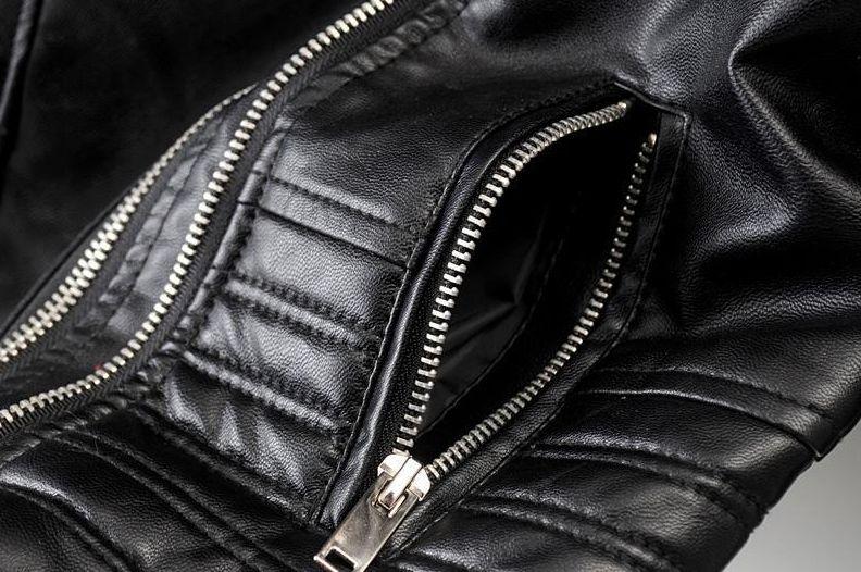 Black Leather Women's Jacket with Zip Pockets