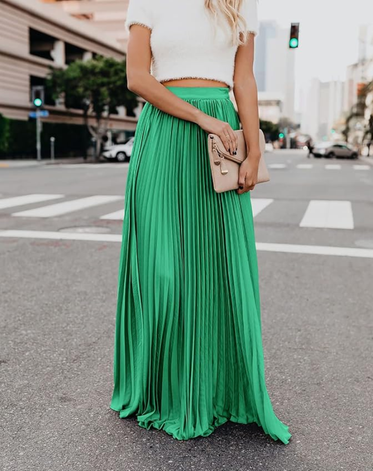 Stylish Pleated Skirt with High Waist and Flowy Fit