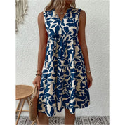 Summer Midi Dress with Print and V-Neck for Women