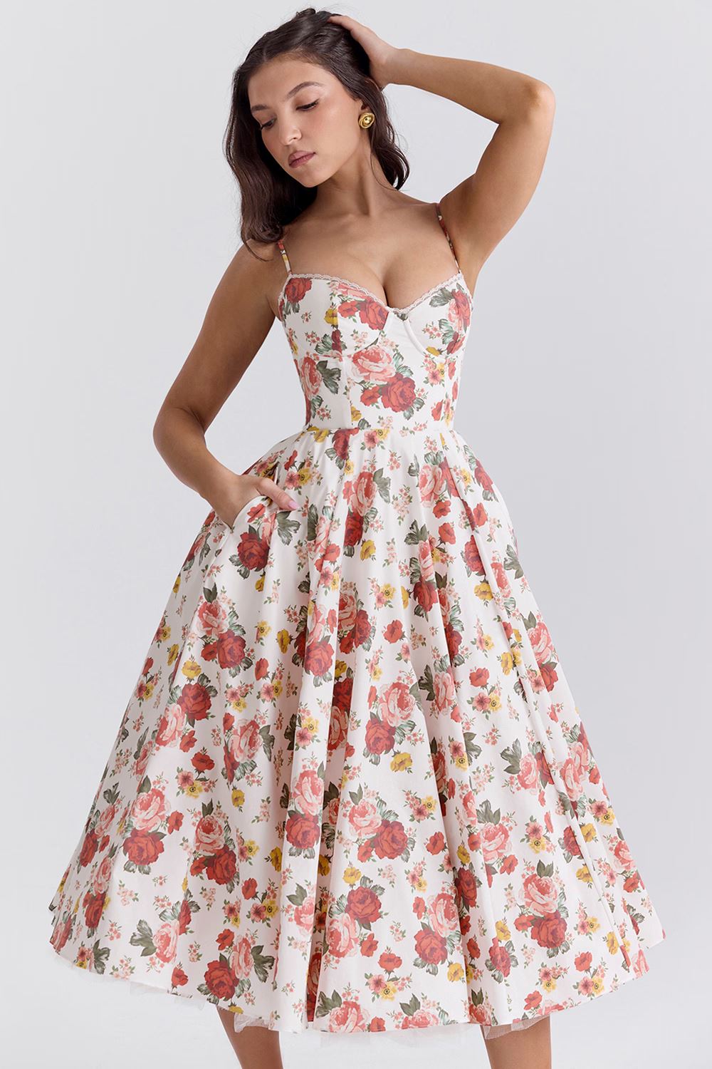 Elegant A-Line Midi Cocktail Dress for Women with Spaghetti Straps