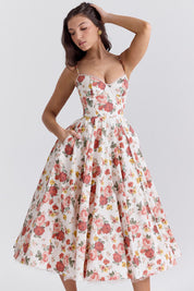 Elegant A-Line Midi Cocktail Dress for Women with Spaghetti Straps