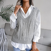 Soft Knitted Cable V-Neck Vest for Women Spencer