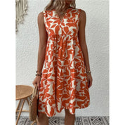 Summer Midi Dress with Print and V-Neck for Women