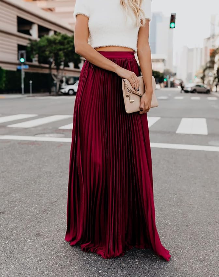 Stylish Pleated Skirt with High Waist and Flowy Fit