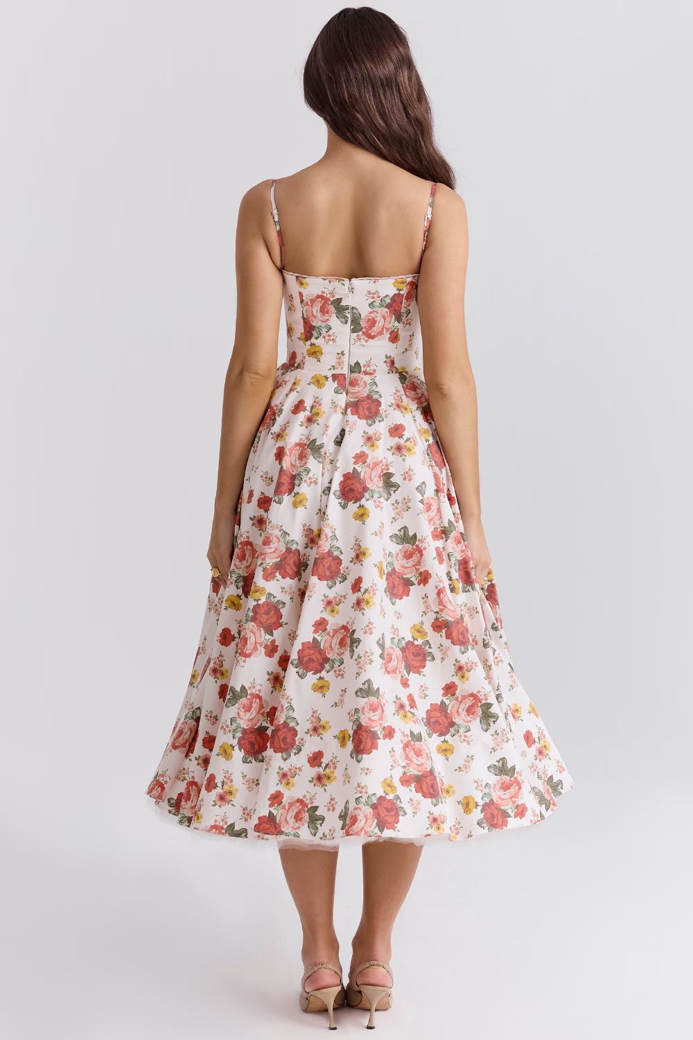 Elegant A-Line Midi Cocktail Dress for Women with Spaghetti Straps