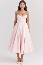 Elegant A-Line Midi Cocktail Dress for Women with Spaghetti Straps