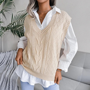 Soft Knitted Cable V-Neck Vest for Women Spencer