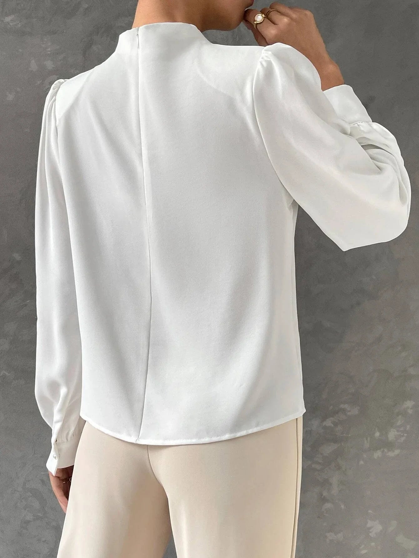 Women's Chic Blouse with High Neck and Long Sleeves