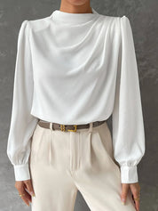 Women's Chic Blouse with High Neck and Long Sleeves