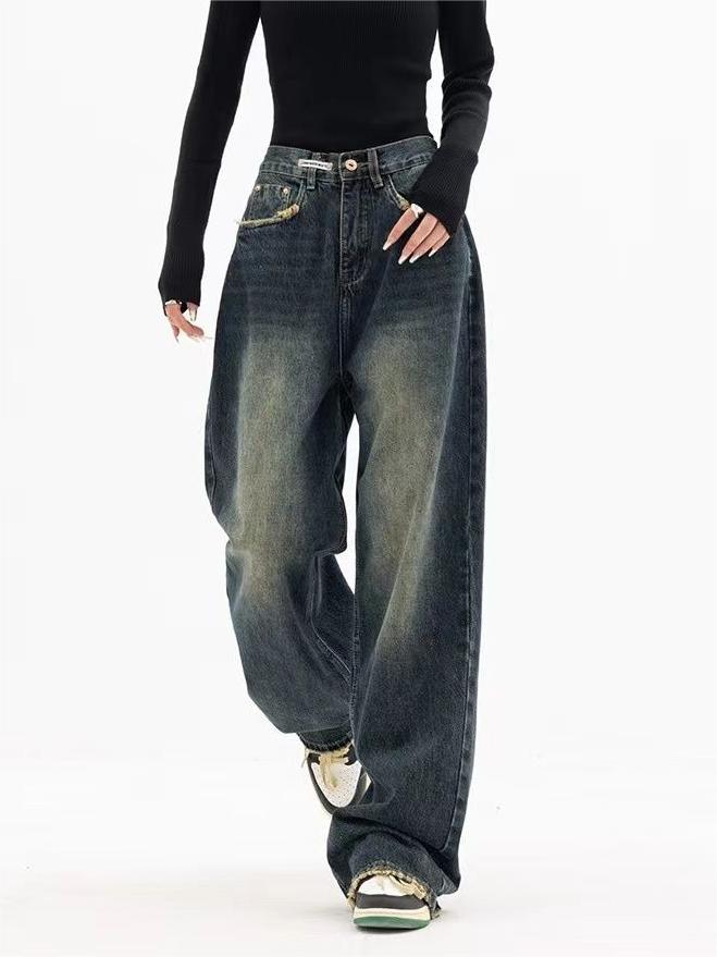 Women's Jeans with Vintage Look and Washed Effect