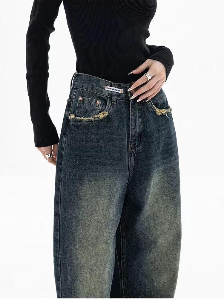 Women's Jeans with Vintage Look and Washed Effect