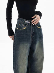 Women's Jeans with Vintage Look and Washed Effect