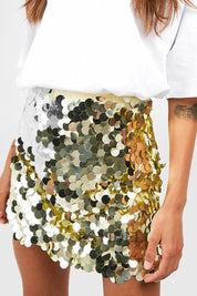 Glitter Sequin Mini Skirt for Women with High Waist