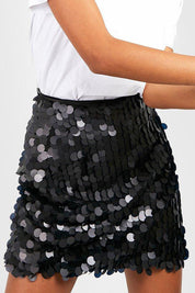Glitter Sequin Mini Skirt for Women with High Waist