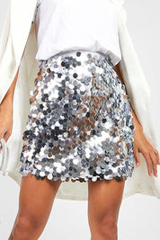 Glitter Sequin Mini Skirt for Women with High Waist