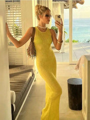 Glittering Sleeveless Bodycon Maxi Dress For Women