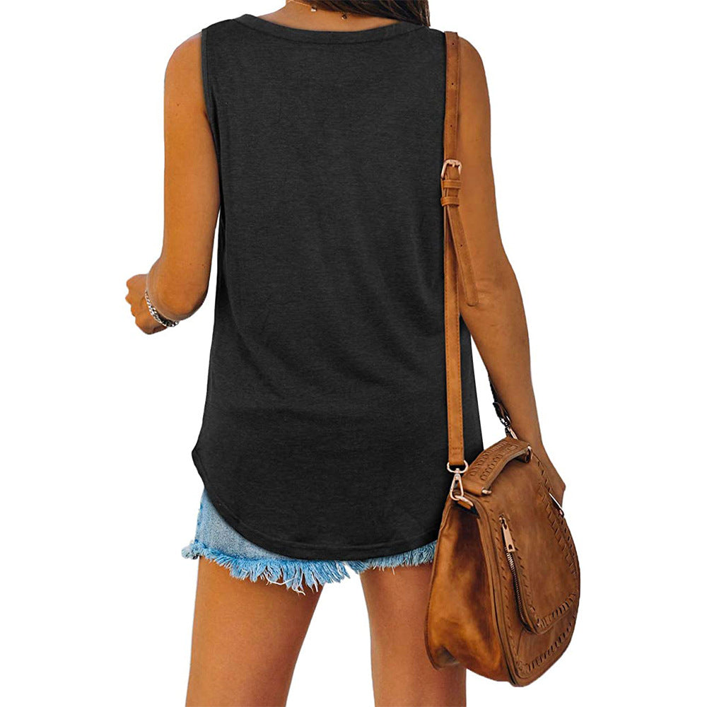 Loose V-Neck Sleeveless Top for Women