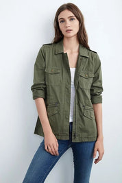 Women's Mid-Season Jacket with Utility Pockets and Zipper