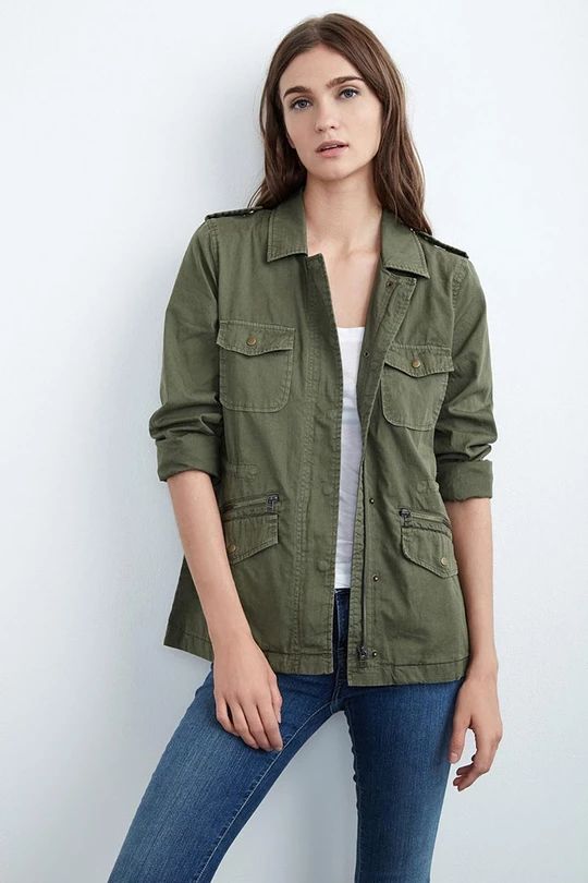 Women's Mid-Season Jacket with Utility Pockets and Zipper
