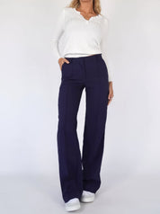 Elegant Pants with High Waist and Vertical Front Seam