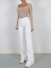 Elegant Pants with High Waist and Vertical Front Seam