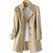 Fitted Women's Trench Coat with Buttons and Classic Collar