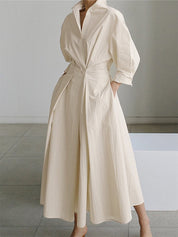Women's Elegant Maxi Shirt Dress with Long Sleeves