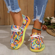 Lightweight Women's Slip-Ons with Colorful Print and Laces