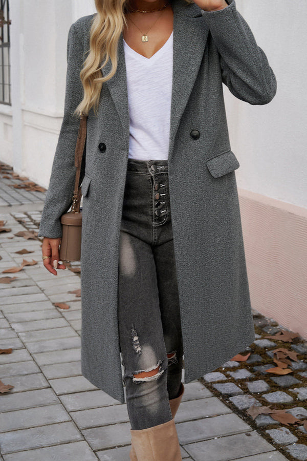 Elegant Women's Blazer Midcoat with Buttons