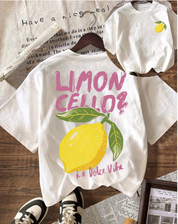 Comfortable T-Shirt for Women with Lemon Illustration and Back Print
