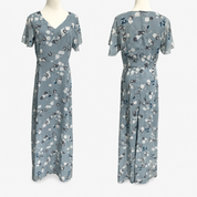 Maxi Dress with Floral Print and V-Neck for Women