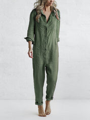 Women's Jumpsuit with Buttons and Long Sleeves