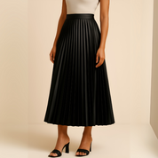 Stylish Midi Skirt with Flowing Pleats for Women