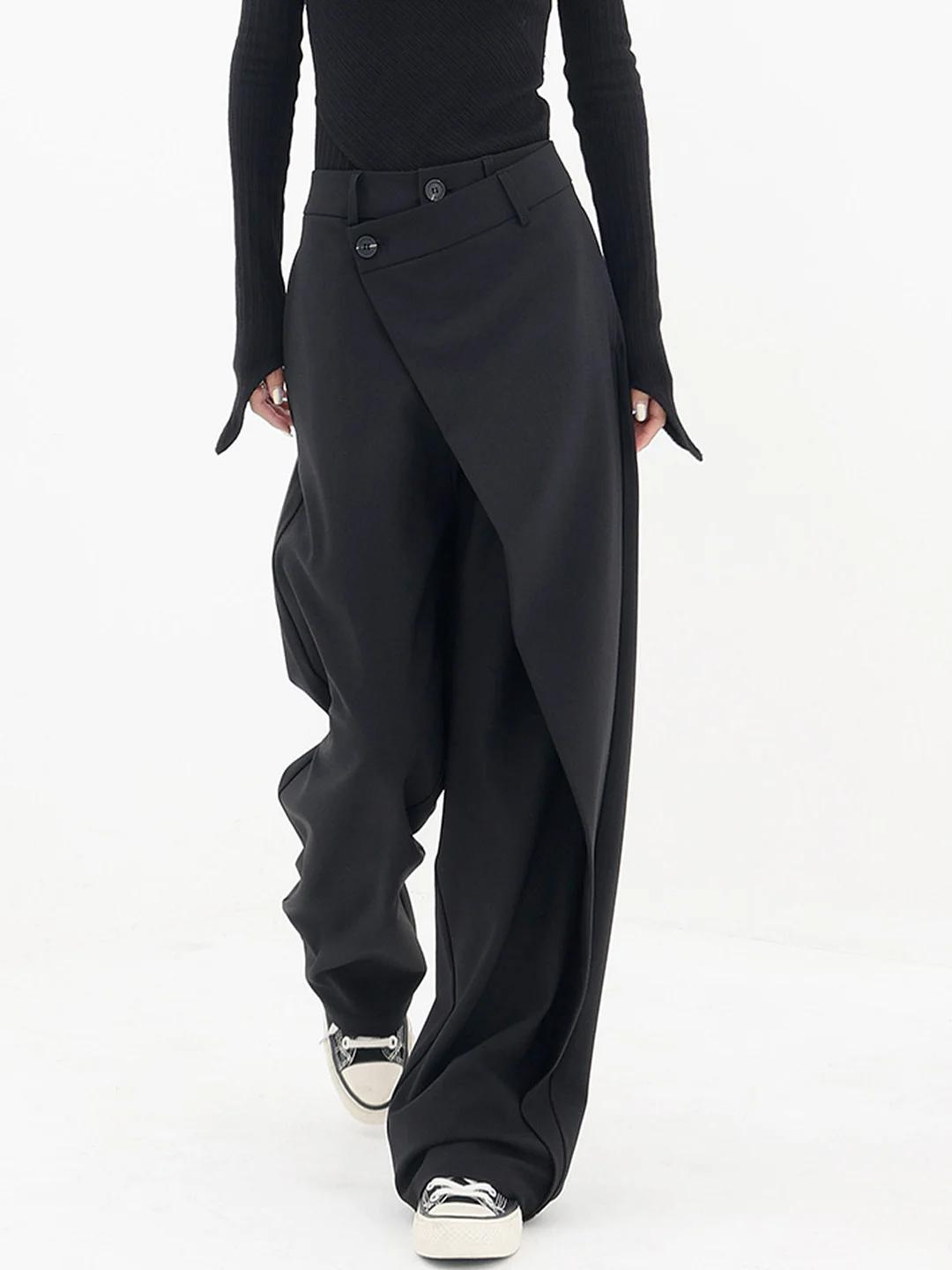 Asymmetrical Wide Trousers for Women with High Waist